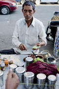 Eyed street vendor of betel in Mumbai