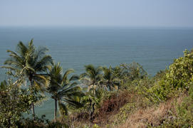 View of the ocean from the high bank in the state of Goa