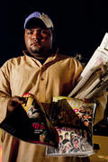 Magazines trader on the street in the Pakistani city of Karachi