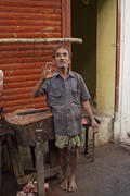 Butcher standing near his shop in Mumbai