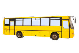 Желтый автобус на белом фоне