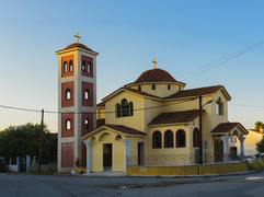 Small catholic church in the seaside town