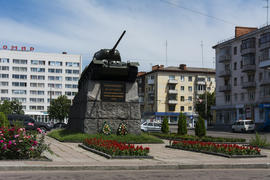 Monument "Tank-winner" in Victory Square in Zhytomyr, Ukraine