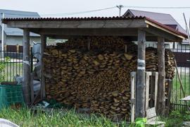 Store firewood in the yard of a private house.