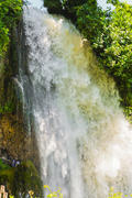 Waterfall. drop of water in the river from the ledge. The sharp drop height of the riverbed and a st