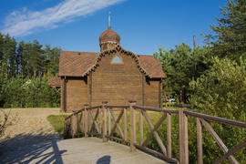 The wooden church on the outskirts of the village