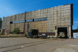 Old ruined and abandoned factory in the industrial zone