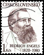 Почтовая марка, посвящённая Фридриху Энгельсу. Чехословакия