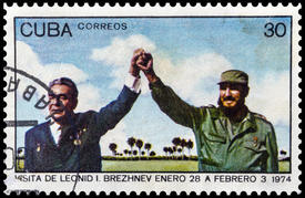 Почтовая марка - визит Брежнева на Кубу