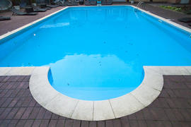 The blue pool waiting for the bathing children and adults